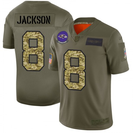 Men's Baltimore Ravens #8 Lamar Jackson 2019 Olive/Camo Salute To Service Limited Stitched NFL Jersey