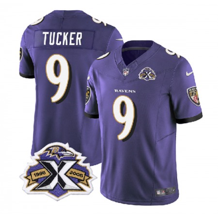 Men's Baltimore Ravens #9 Justin Tucker Purple 2023 F.U.S.E With Patch Throwback Vapor Limited Jersey