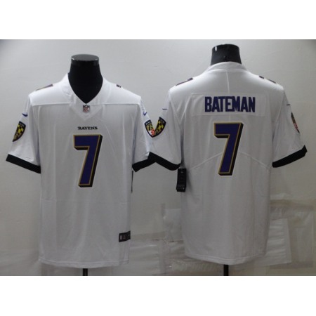 Men's Baltimore Ravens #7 Rashod Bateman White Vapor Untouchable Limited Stitched Jersey