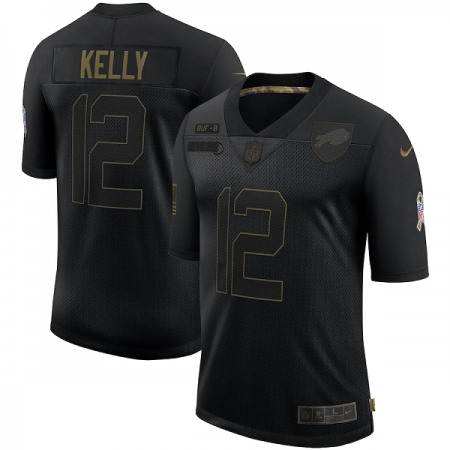 Men's Buffalo Bills #12 Jim Kelly 2020 Black Salute To Service Limited Stitched Jersey