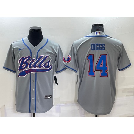 Men's Buffalo Bills #14 Stefon Diggs Gray Cool Base Stitched Baseball Jersey