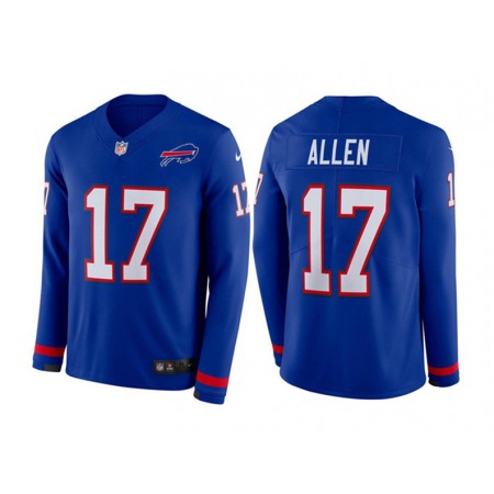Men's Buffalo Bills #17 Josh Allen Blue Long Sleeve Stitched Jersey