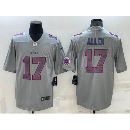 Men's Buffalo Bills #17 Josh Allen Grey With Patch Atmosphere Fashion Stitched Jersey
