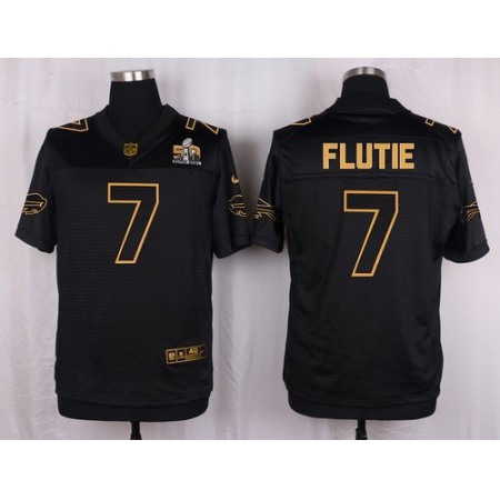 Nike Bills #7 Doug Flutie Black Men's Stitched NFL Elite Pro Line Gold Collection Jersey