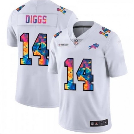 Men's Buffalo Bills #14 Stefon Diggs 2020 White Crucial Catch Limited Stitched Football Jersey