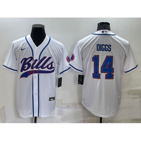 Men's Buffalo Bills #14 Stefon Diggs White Cool Base Stitched Baseball Jersey