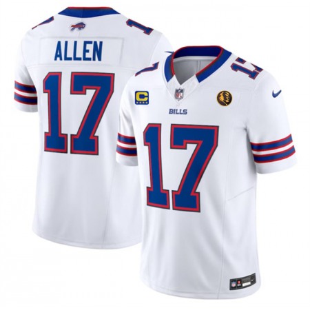 Men's Buffalo Bills #17 Josh Allen White 2023 F.U.S.E. With 4-star C Ptach And John Madden Patch Vapor Limited Stitched Football Jersey