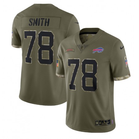 Men's Buffalo Bills #78 Bruce Smith Olive 2022 Salute To Service Limited Stitched Jersey