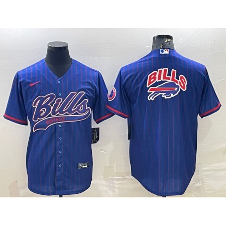 Men's Buffalo Bills Royal Team Big Logo With Patch Cool Base Stitched Baseball Jersey