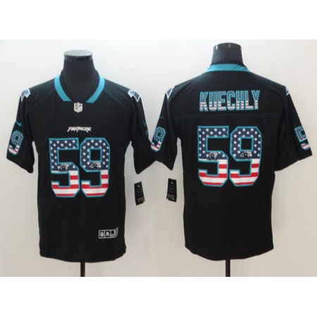 Men's Carolina Panthers #59 Luke Kuechly Black 2018 USA Flag Color Rush Limited Fashion NFL Stitched Jersey