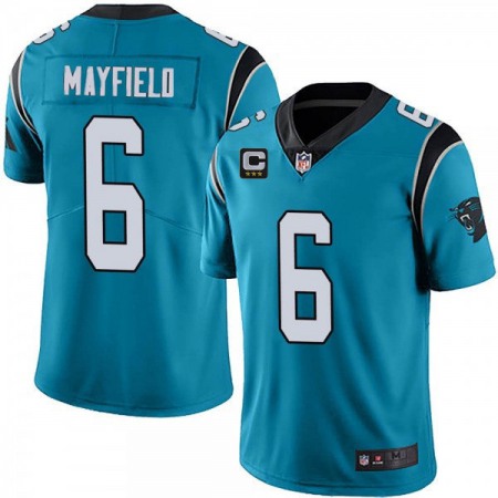 Men's Carolina Panthers #6 Baker Mayfield Blue With 3-star C Patch Vapor Untouchable Limited Stitched Jersey