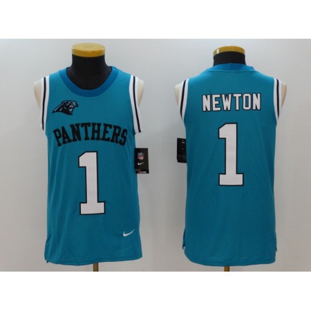 Men's Nike Carolina Panthers #1 Cam Newton Blue Alternate Stitched NFL Limited Rush Tank Top Jersey