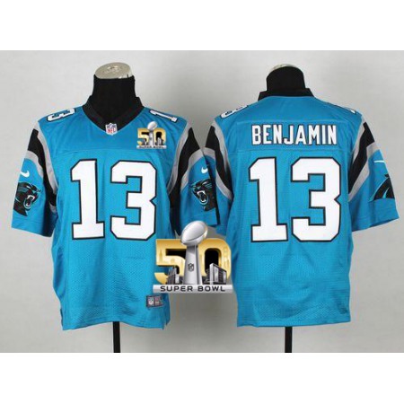 Nike Panthers #13 Kelvin Benjamin Blue Alternate Super Bowl 50 Men's Stitched NFL Elite Jersey