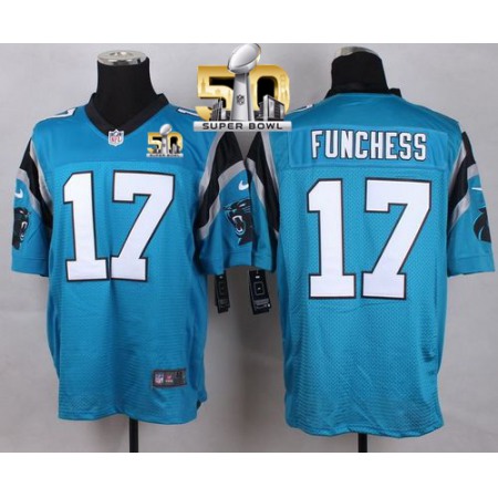 Nike Panthers #17 Devin Funchess Blue Alternate Super Bowl 50 Men's Stitched NFL Elite Jersey