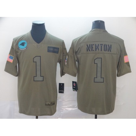Men's Carolina Panthers #1 Cam Newton 2019 Camo Salute To Service Limited Stitched NFL Jersey