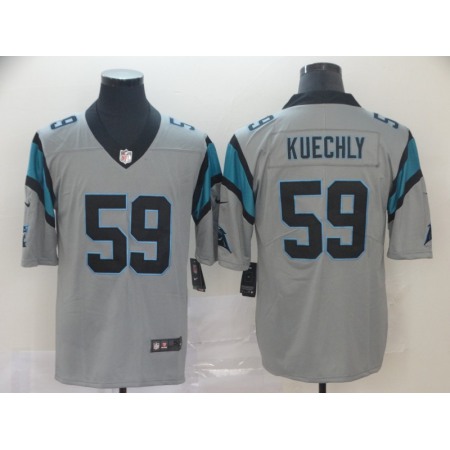 Men's Carolina Panthers #59 Luke Kuechly Silver Inverted Legend Stitched NFL Jersey