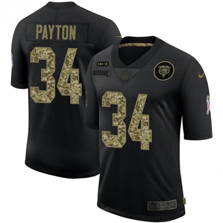 Men's Chicago Bears #34 Walter Payton 2020 Black Camo Salute To Service Limited Stitched Jersey