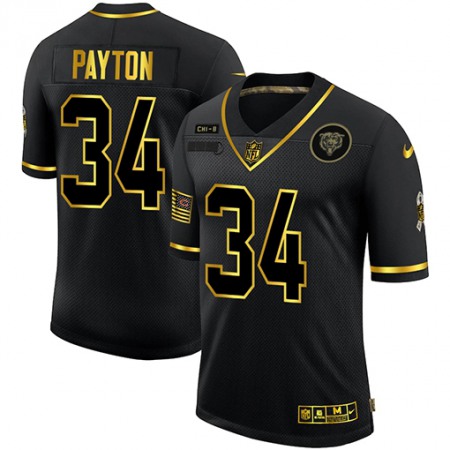 Men's Chicago Bears #34 Walter Payton 2020 Black/Gold Salute To Service Limited Stitched Jersey