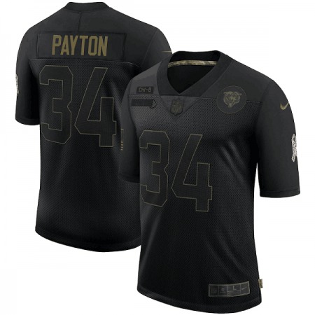 Men's Chicago Bears #34 Walter Payton 2020 Black Salute To Service Limited Stitched Jersey