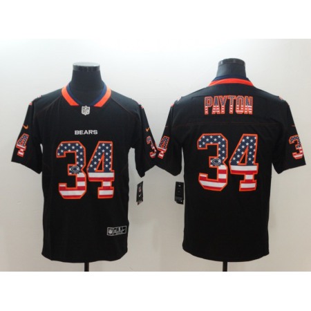 Men's Chicago Bears #34 Walter Payton Black 2018 USA Flag Fashion Fashion Color Rush NFL Limited Jersey