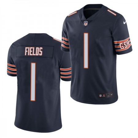 Men's Chicago Bears #1 Justin Fields 2021 NFL Draft Navy Vapor untouchable Limited Stitched Jersey