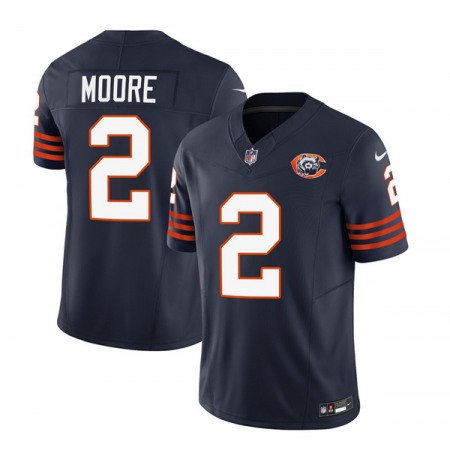 Men's Chicago Bears #2 DJ Moore Navy 2023 F.U.S.E. Throwback Limited Stitched Football Jersey