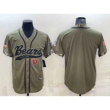Men's Chicago Bears Blank Olive 2022 Salute To Service Cool Base Stitched Baseball Jersey