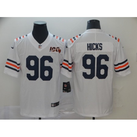 Men's Chicago Bears #96 Akiem Hicks White 2019 100th Season Limited Stitched NFL Jersey