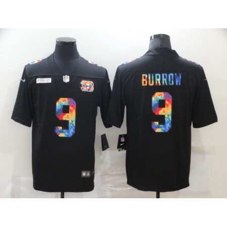 Men's Cincinnati Bengals #9 Joe Burrow 2020 Black Crucial Catch Limited Stitched Jersey