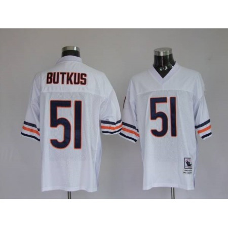 Mitchell & Ness Bears #51 Dick Butkus White Stitched Throwback NFL Jersey