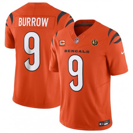 Men's Cincinnati Bengals #9 Joe Burrow Orange 2023 F.U.S.E. With 4-star C Patch And John Madden Patch Vapor Limited Stitched Football Jersey