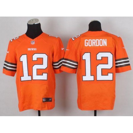 Nike Browns #12 Josh Gordon Orange Alternate Men's Stitched NFL Elite Jersey