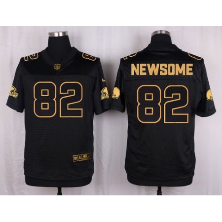 Nike Browns #82 Ozzie Newsome Black Men's Stitched NFL Elite Pro Line Gold Collection Jersey