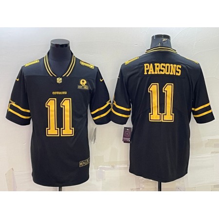 Men's Dallas Cowboys #11 Micah Parsons Black Gold Edition With 1960 Patch Limited Stitched Football Jersey