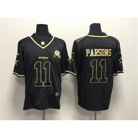 Men's Dallas Cowboys #11 Micah Parsons Black Gold With 1960 Patch Stitched Jersey