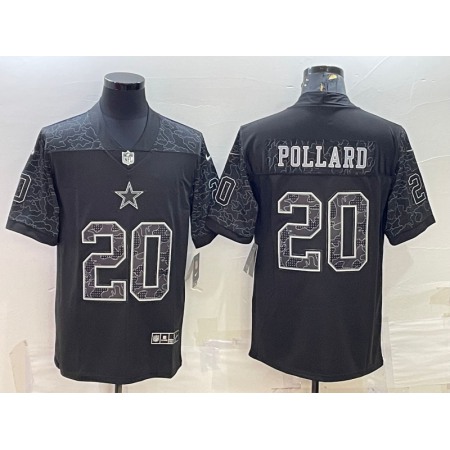 Men's Dallas Cowboys #20 Tony Pollard Black Reflective Limited Stitched Football Jersey