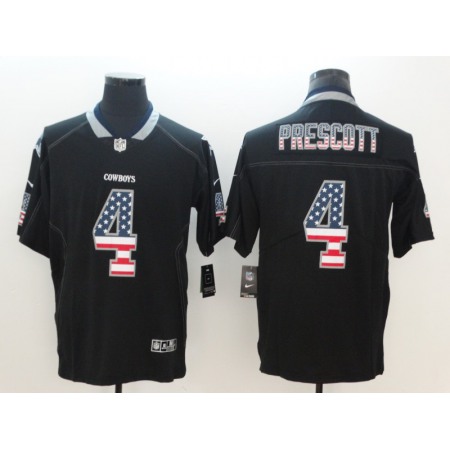 Men's Dallas Cowboys #4 Dak Prescott Black 2018 USA Flag Color Rush Limited Fashion NFL Stitched Jersey