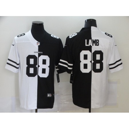 Men's Dallas Cowboys #88 CeeDee Lamb Black And White Split 2020 Stitched Jersey