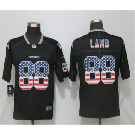 Men's Dallas Cowboys #88 CeeDee Lamb Black USA Flag Color Rush Limited Fashion Stitched Jersey