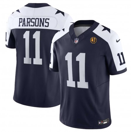 Men's Dallas Cowboys #11 Micah Parsons Navy 2023 F.U.S.E. With John Madden Patch Thanksgiving Vapor Limited Stitched Football Jersey