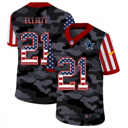 Men's Dallas Cowboys #21 Ezekiel Elliott 2020 Camo USA Flag Limited Stitched Jersey