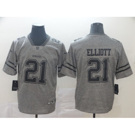 Men's Dallas Cowboys #21 Ezekiel Elliott Grey Stitched NFL Jersey
