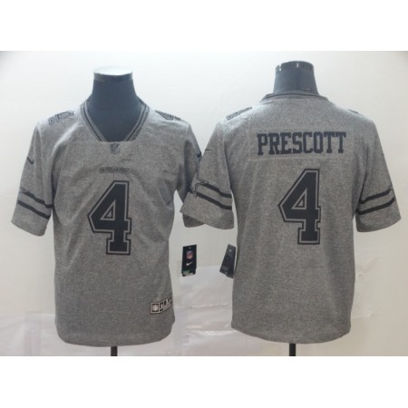 Men's Dallas Cowboys #4 Dak Prescott Grey Stitched NFL Jersey