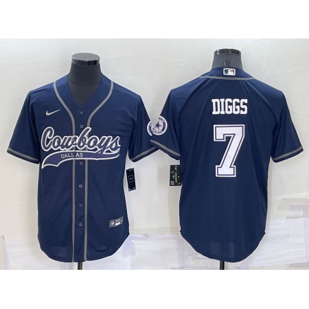 Men's Dallas Cowboys #7 Trevon Diggs Navy Cool Base Stitched Baseball Jersey