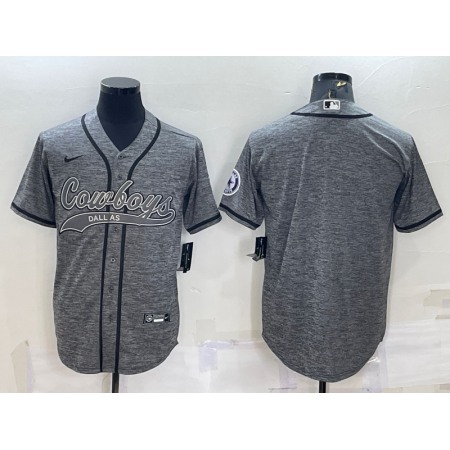 Men's Dallas Cowboys Blank Grey With Patch Cool Base Stitched Baseball Jersey