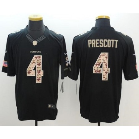 Nike Cowboys #4 Dak Prescott Black Men's Stitched NFL Limited Salute To Service Jersey