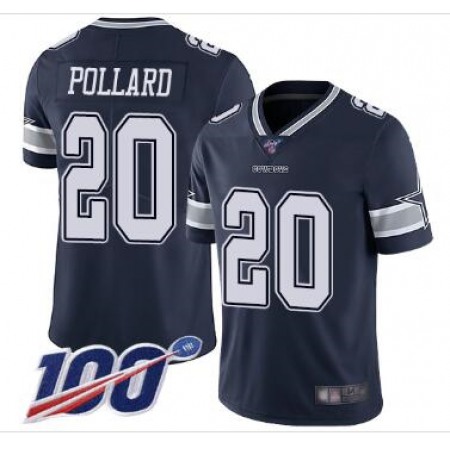 Men's Dallas Cowboys #20 Tony Pollard Navy 2019 100th Season Vapor Untouchable Limited Stitched NFL Jersey
