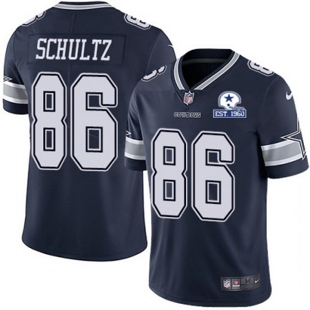 Men's Dallas Cowboys #86 Dalton Schultz Navy With Established In 1960 Patch Limited Stitched Jersey