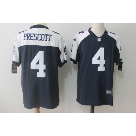 Men's Nike Dallas Cowboys #4 Dak Prescott Navy Blue Thanksgiving Stitched NFL Vapor Untouchable Limited Throwback Jersey