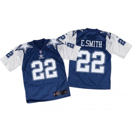 Nike Cowboys #22 Emmitt Smith Navy Blue/White Throwback Men's Stitched NFL Elite Jersey